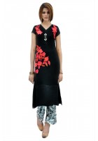 Black Thread Embroidered Chiffon Suit