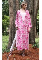 Pink Thread Embroidered Front Open Chiffon Suit