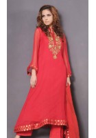 Red Chiffon A-Line Suit